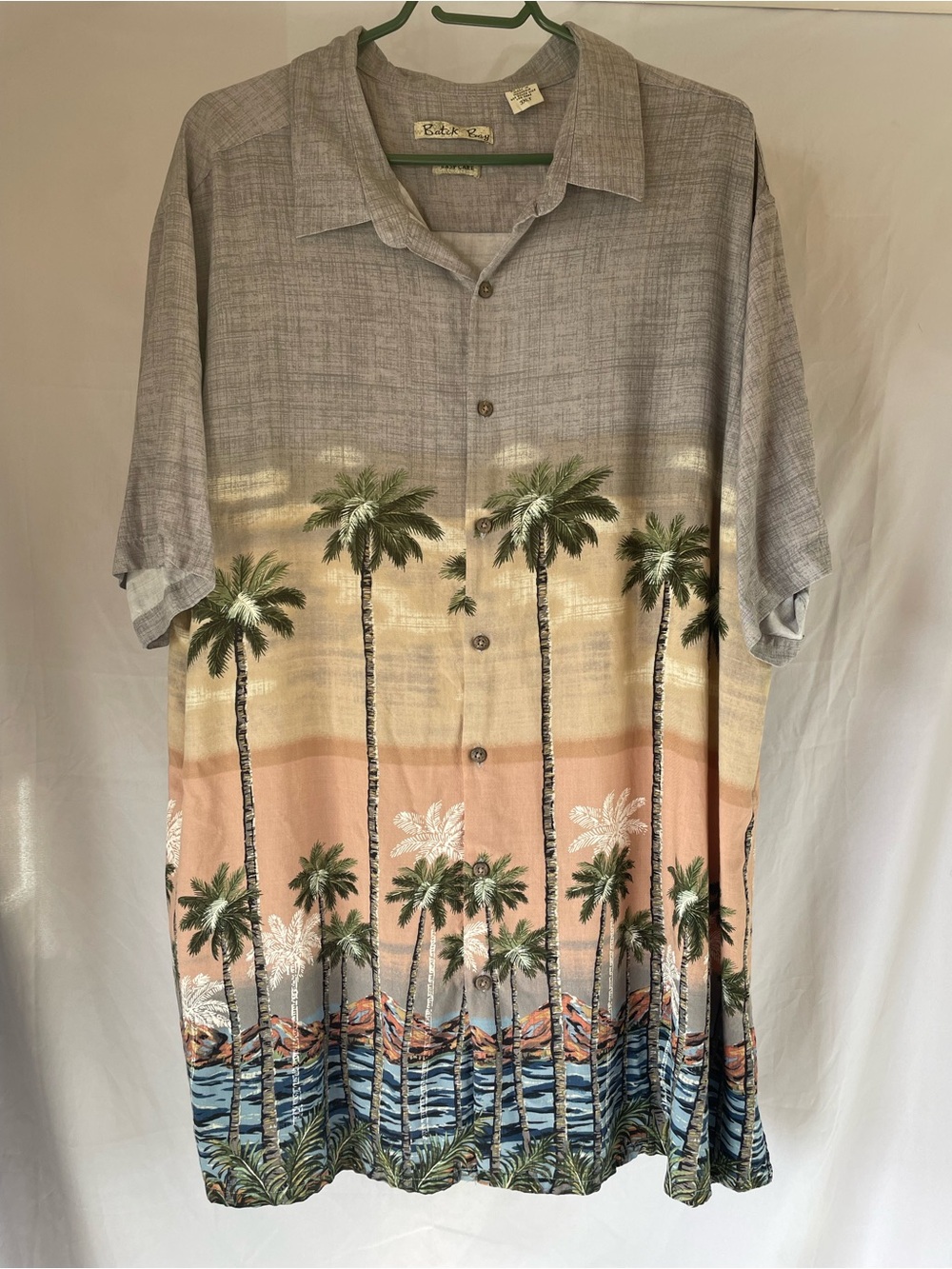 1990’s Men’s Batik Bay 3XL, easy care button down-Print Short Sleeve Shirt